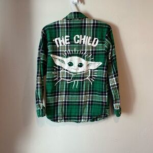 Star Wars Cakeworthy Collab Star Wars Mandalorian The Child Green Flannel Shirt
